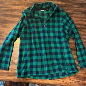 Lands’ end size large fleece pullover green and navy